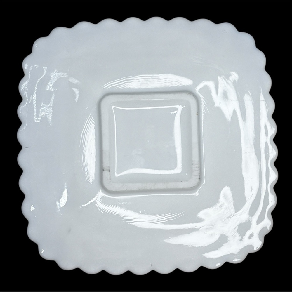 White milk glass Challinor & Taylor Scroll relish dish plate serving spoon rare - Picture 5 of 9